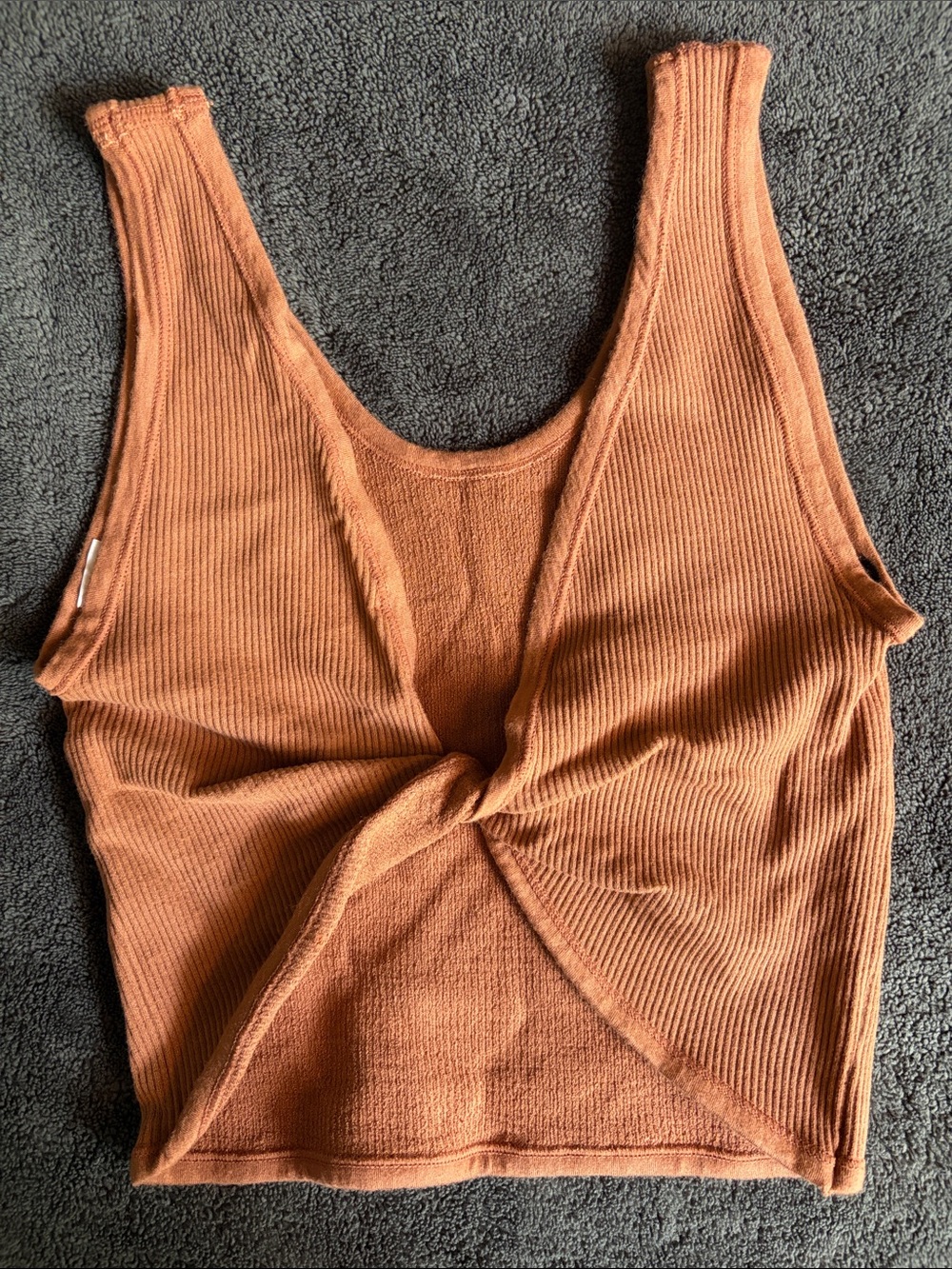 Urban Outfitters Ribbed Twist-Front Tank Top - Burnt Orange